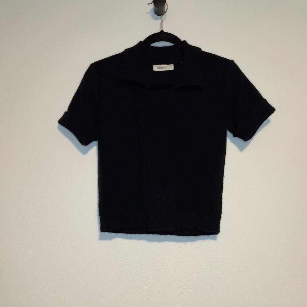 Rokoko Short Sleeve Knit Top Size S Black